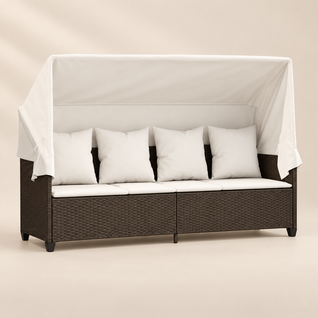 Bain de Soleil Canapé avec Auvent Résine Tressée INTIMY
