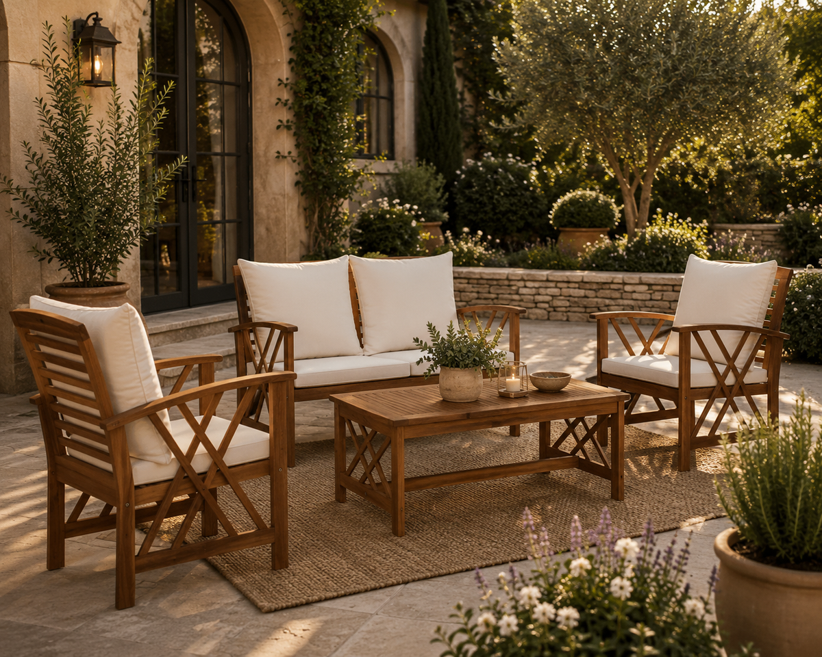Salon de Jardin Bois d'Acacia Massif LUNA
