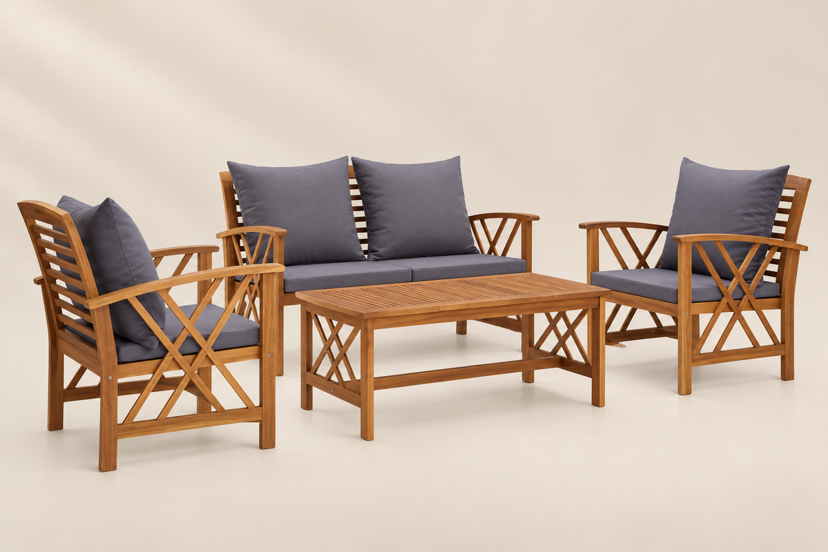 Salon de Jardin Bois d'Acacia Massif LUNA